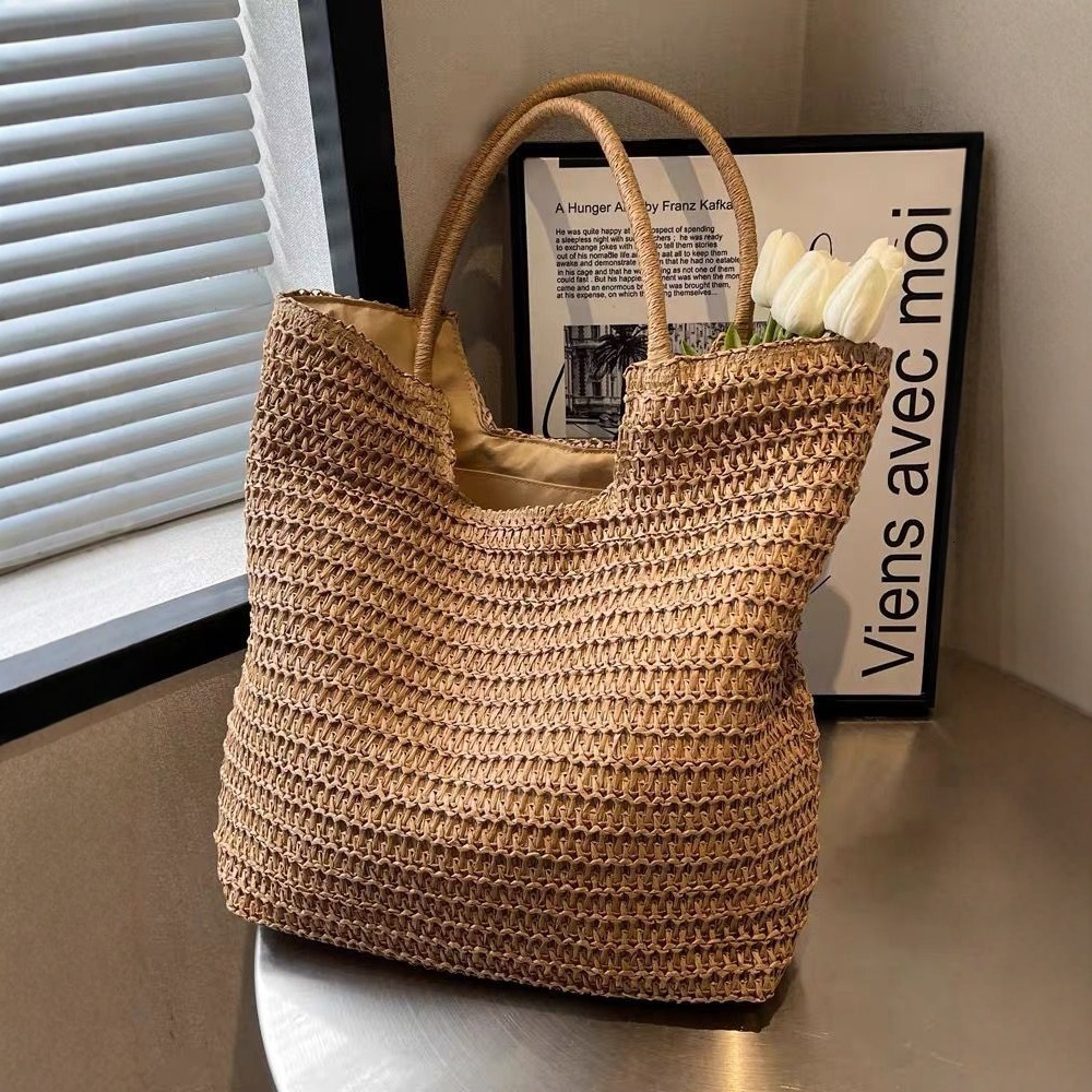 2025Summer Seaside Leisure Vacation Large Capacity for Women Fashion Straw Tote Simple Handheld Shoulder Bag #swissmilitary