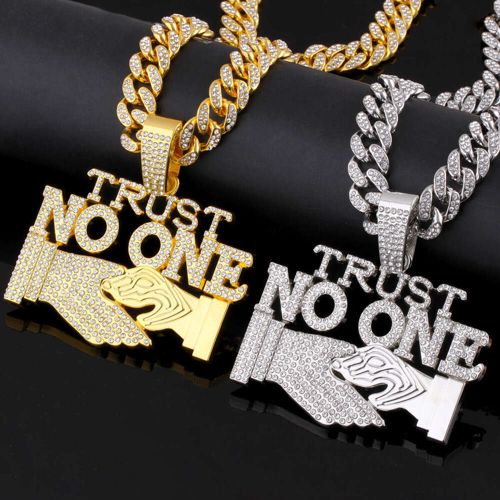 Instagram New Hip Hop TRUST NO ONE Letter Pendant Trendy Men's Necklace
