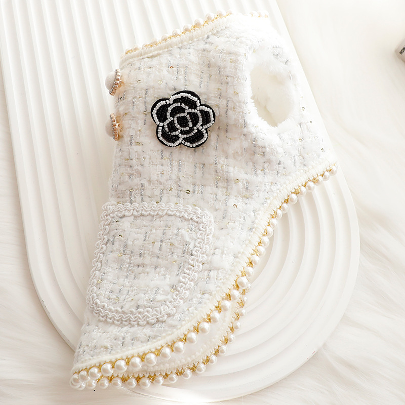 Lanjia Tweed Princess Dog Apparel Dress Girl Cute Pet Clothes Outfit Winter Costume Puppy Dresses For Female Small Dogs Cat Teacup Yorkie Chihuahua XS