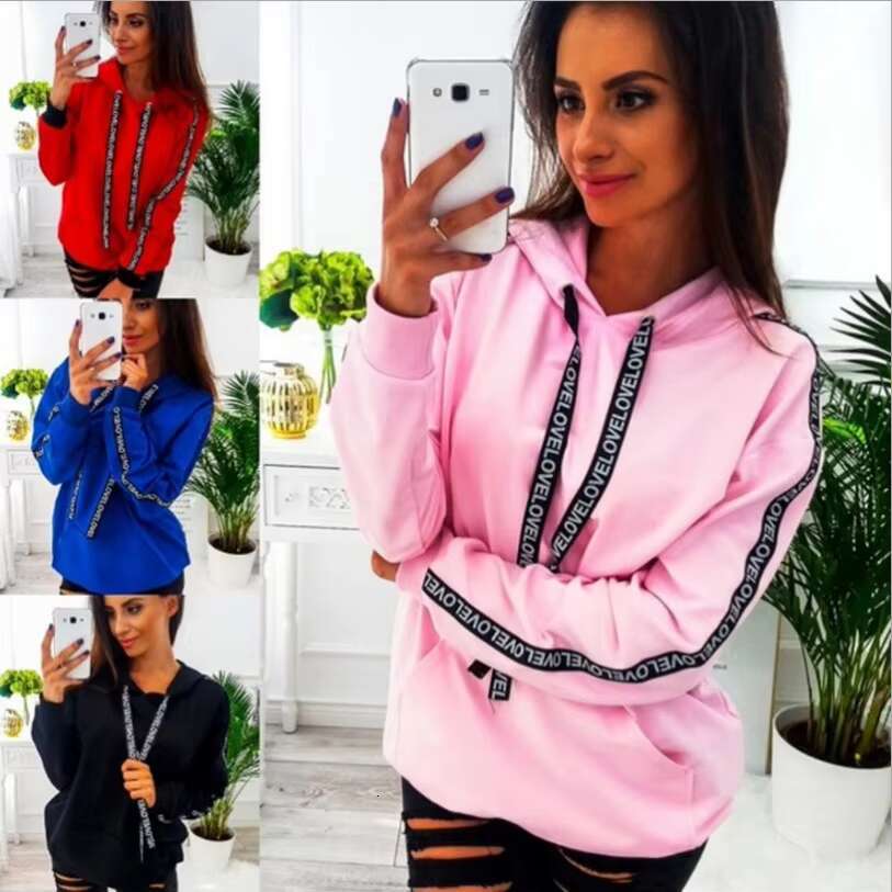 Fashion Hoodies Sweatshirts Women Pullovers Plus Size Female Hooded Hoodie With Webbing