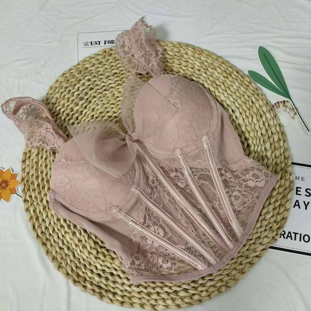 Fish bone shapewear vest women, lace bow yarn bundle waist belt, chest cushion, anti sagging suspender, lingerie for women