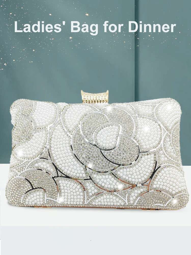 Party Banquet Glitter Handbags Fashion Elegant Crystal Bridal Wedding Bags Rhie Women's Evening Clutch Bag