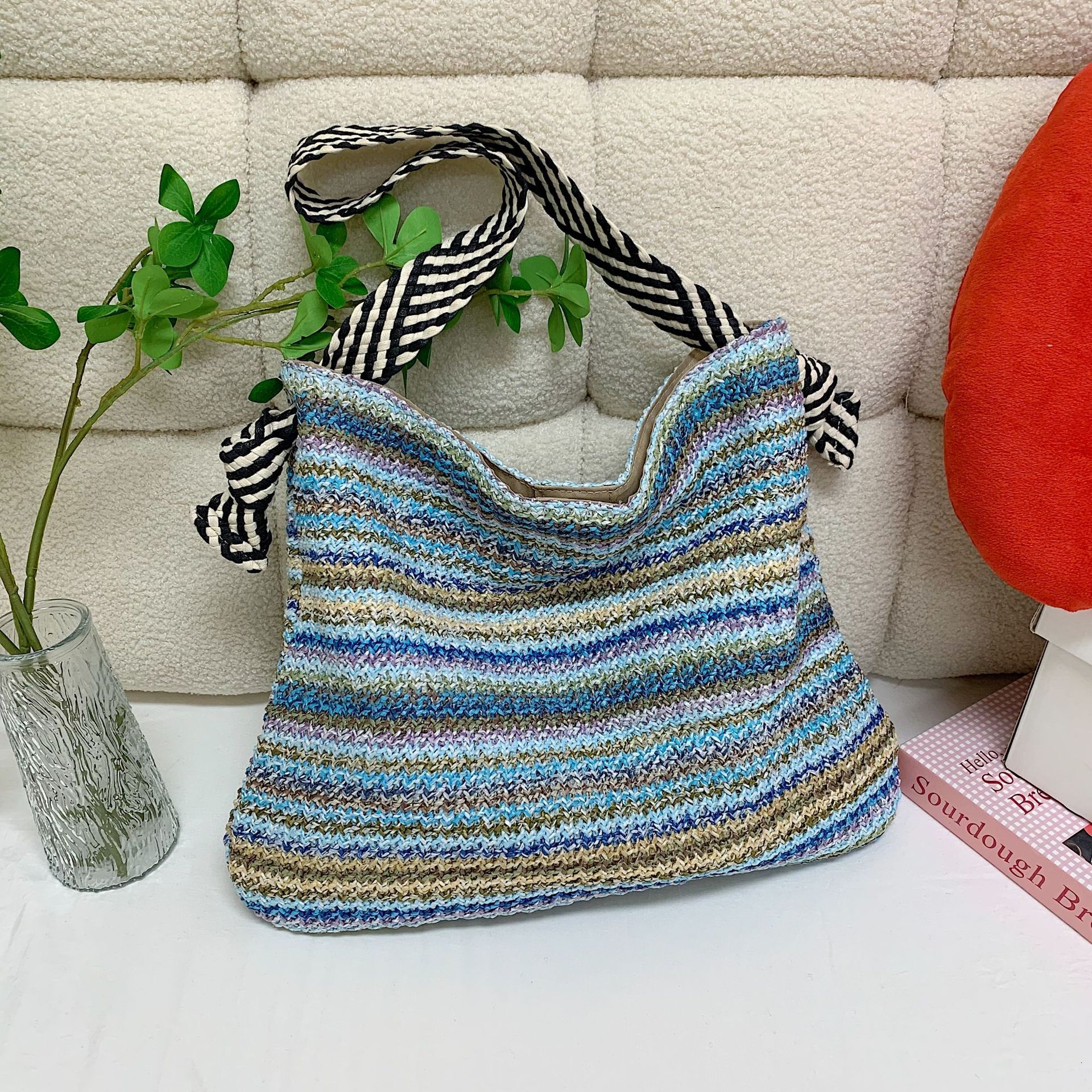 Summer woven for women 2024 new fashionable and versatile vacation beach bag, casual commuting single shoulder armpit bag #swissmilitary
