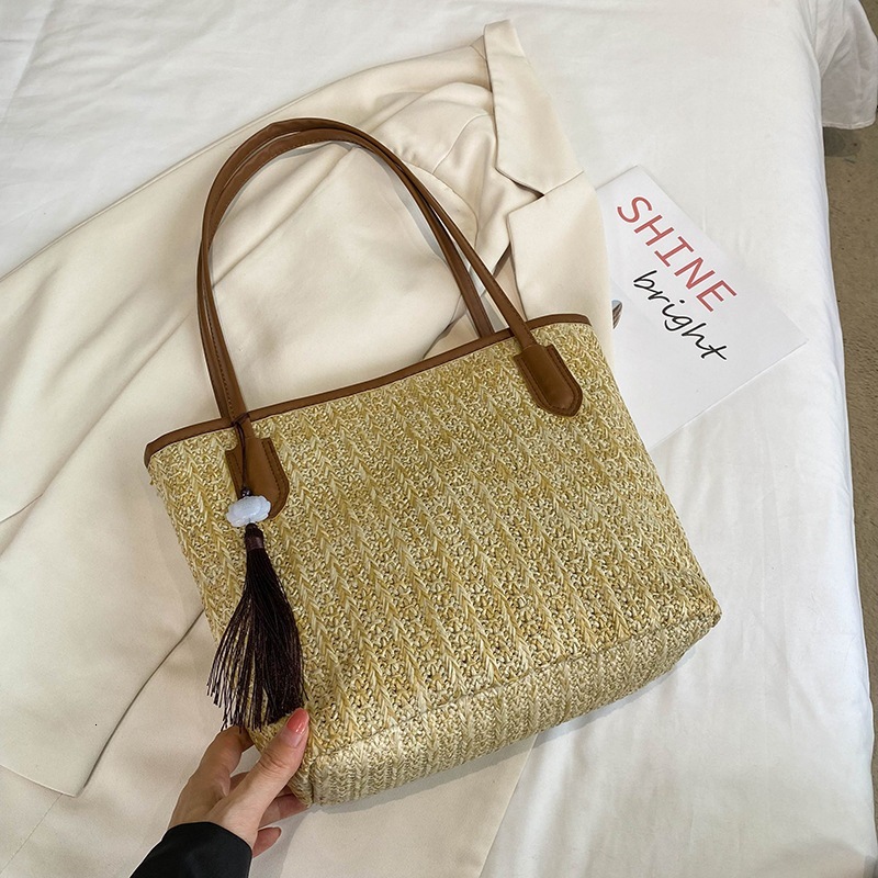 Summer leisure large capacity grass women's 2025 new versatile beach fashionable woven single shoulder tote bag #swissmilitary