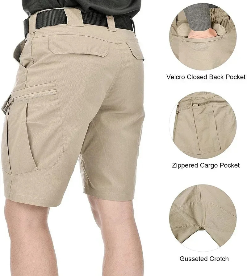 Including Belt Men HuntingShorts Upgraded Waterproof Quick Dry Multi-pocket Short Pants Outdoor Hunting Fishing Cargo Shorts 250225