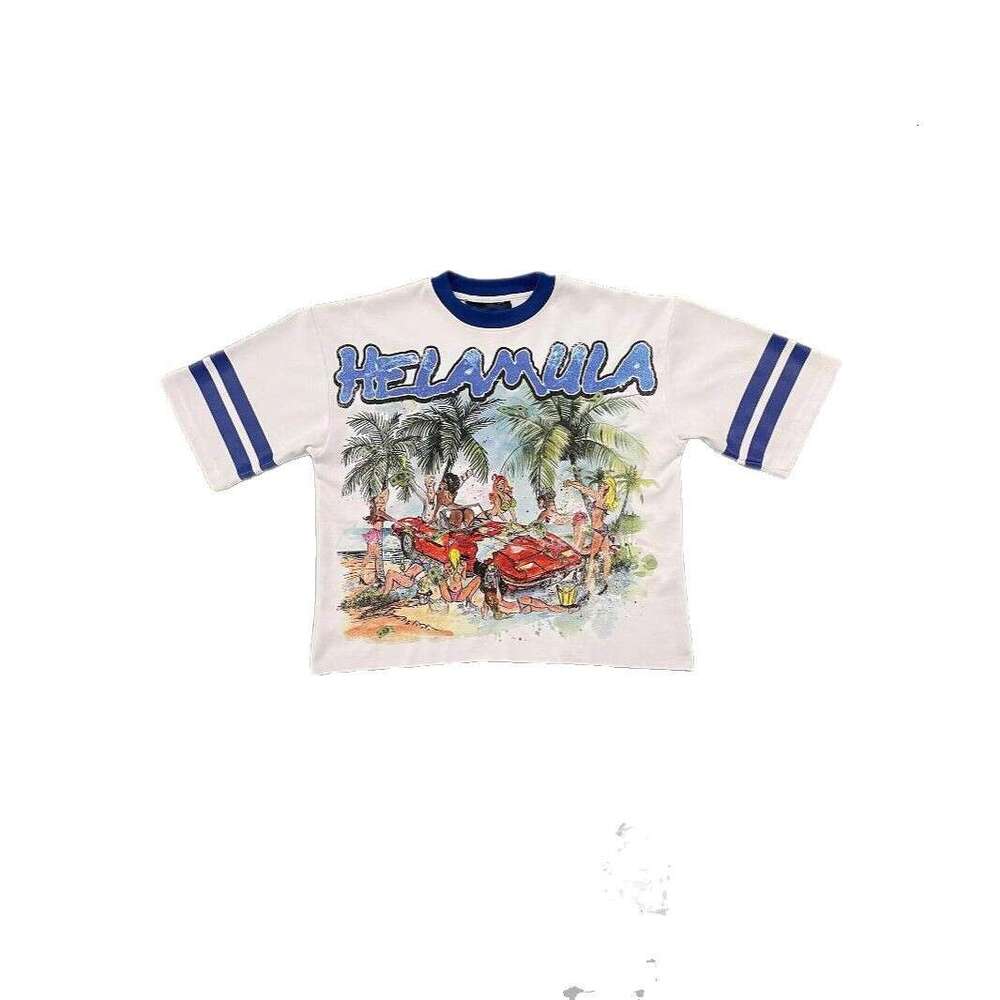 2025 new American sports style unisex casual round neck short sleeved regular printed loose T-shirt