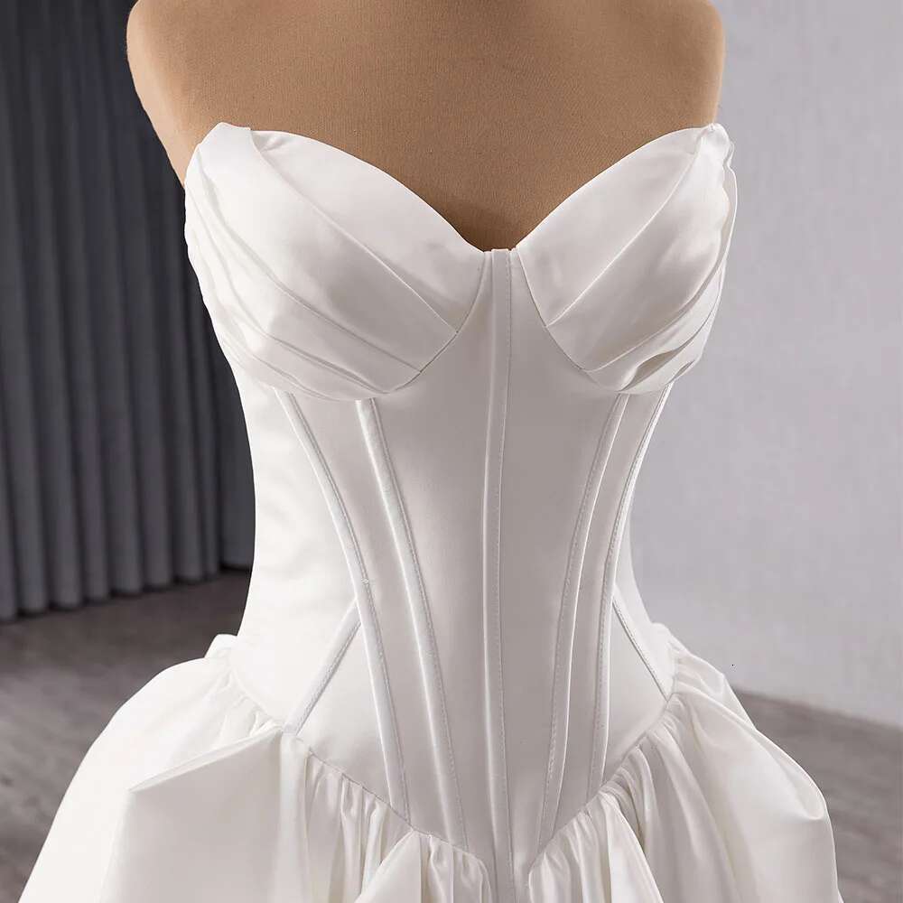 Vintage one ha strapless wedding for female bride satin promotion court formal train novia dresses custom