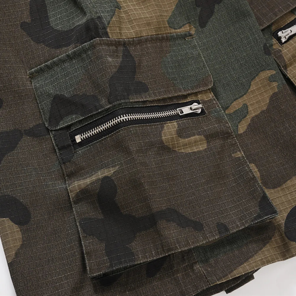 Frog Drift Fashion Vintage Street Cargo Camouflage Techwear Sweatpants Washable Casual Drawstring Pants Shorts For Men Women 250225