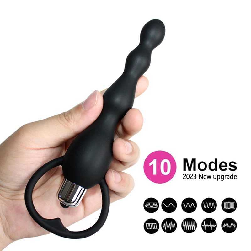 10 modes anal vibrator toys pour femmes perles anales vibratrice gay jouet massage de la prostate putain lisse en silicone plug adulte produitw25
