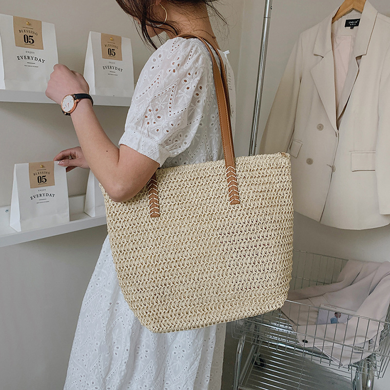 Summer Grass Beach 2025 New Woven Versatile Fashion Large Capacity Shoulder Tote Women's Bag #swissmilitary