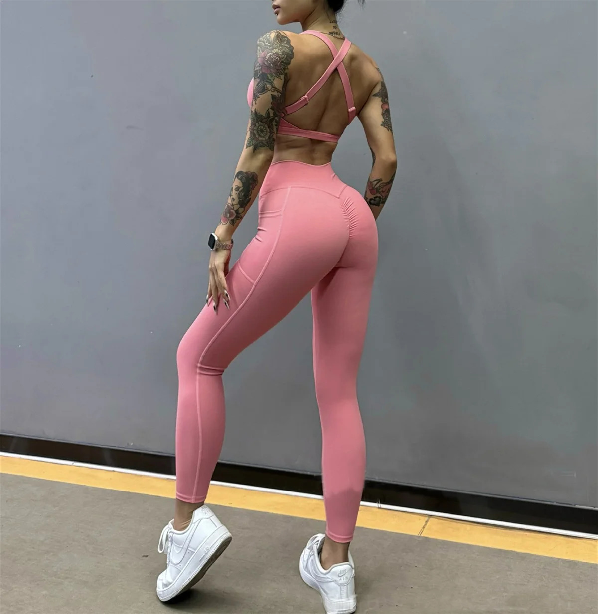 12PCS Sport Bra Pocket SPORTSWEAR Sports Tight Pants Define Legging Yoga Set 250227