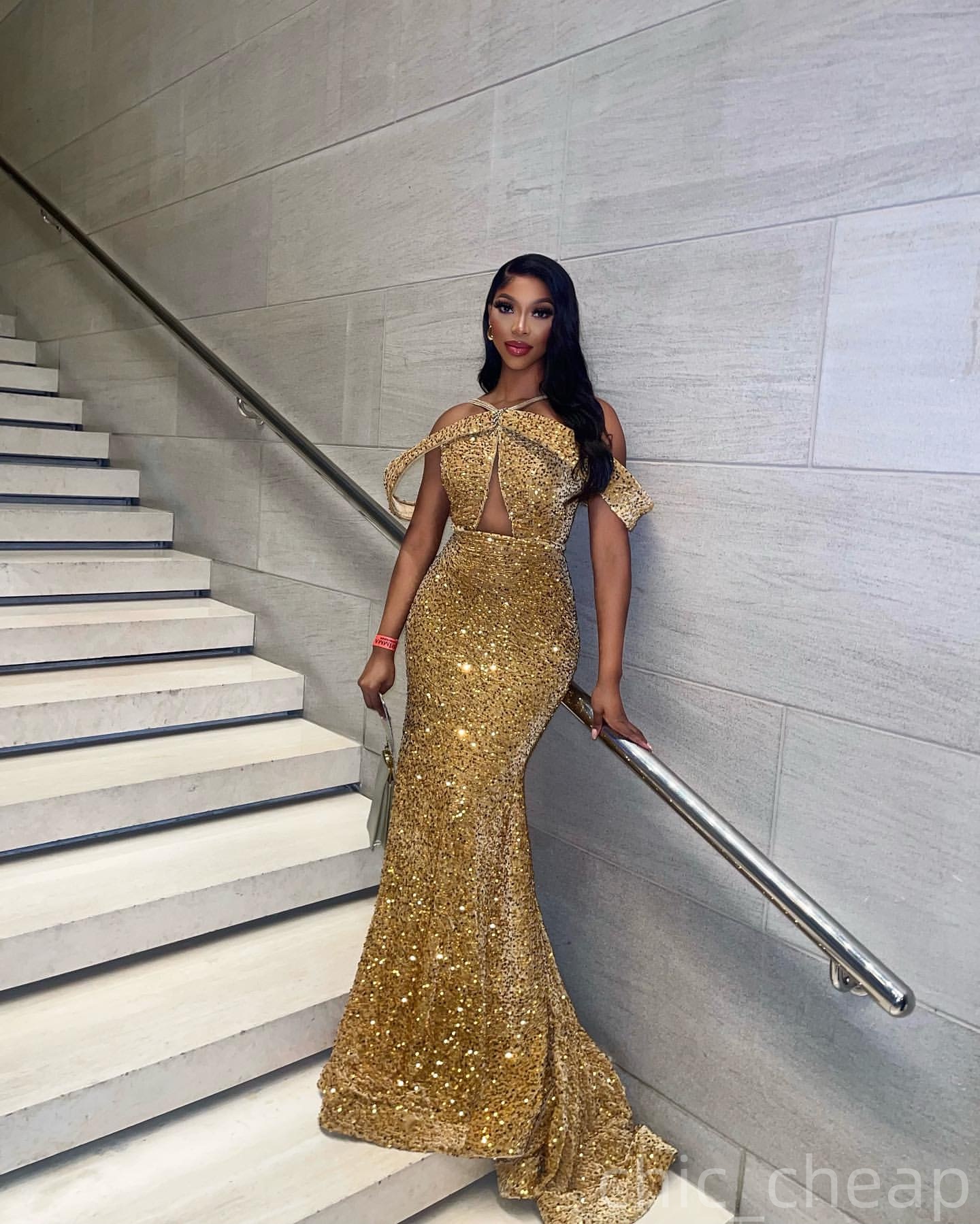 Gold Mermaid Prom Dresses 2025 Simple Sequined Spaghetti Evening Formal Party Second Birthday Engagement Gowns Plus Size Dress For Special Occasions Z