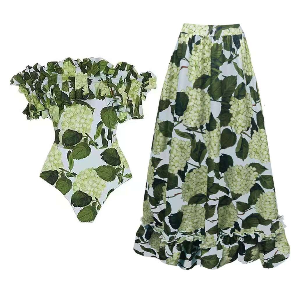 Lotus leaf edge strapless embroidered ball wer split set for women bikini swimsuit 2602 2025 new casual versatile fashion clothing