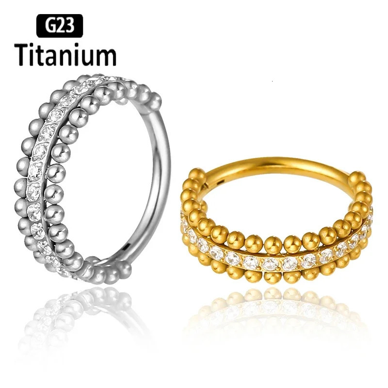 1PC G23 CZ Hoops Earrings Hinged Segment Rings Septum Clicker Nose Rings Helix Piercing Body Jewelry 1mm Ball 8/10/12mm 250227