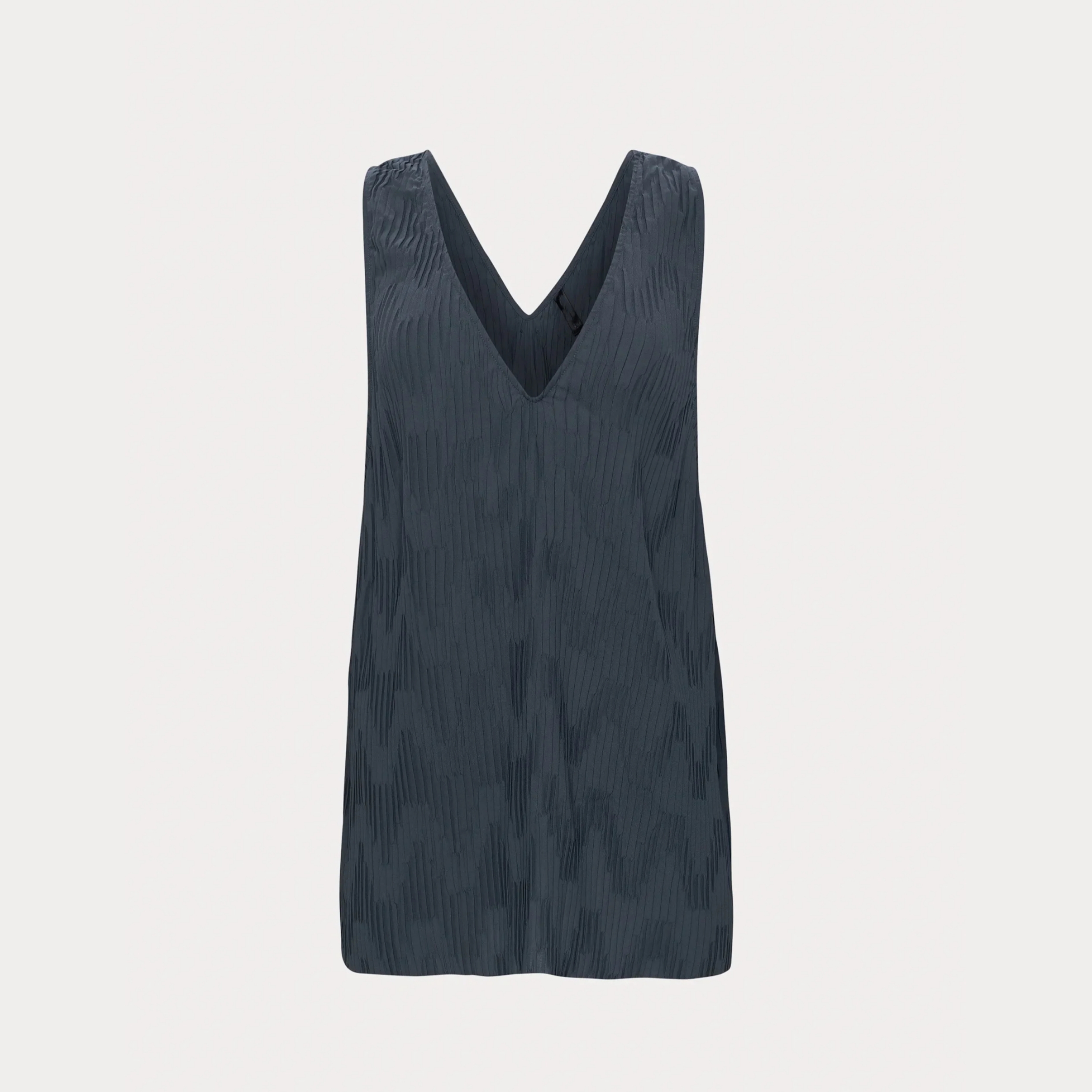 Women's Loose Grey Tank Top Pleated V-neck Tanks with Wide Straps for Elegant Casual Wear