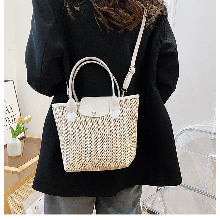 2025 Spring/Summer Women's Straw Crossbody Handheld Tote Seaside Tourism Beach Large Capacity Bag #swissmilitary