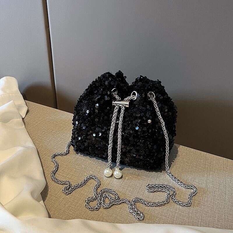 Women's Bags Fashionable and Personalized Sequin for Women in New Korean Version Bucket Stylish Shoulder Trendy Crossbody Dinner Bag