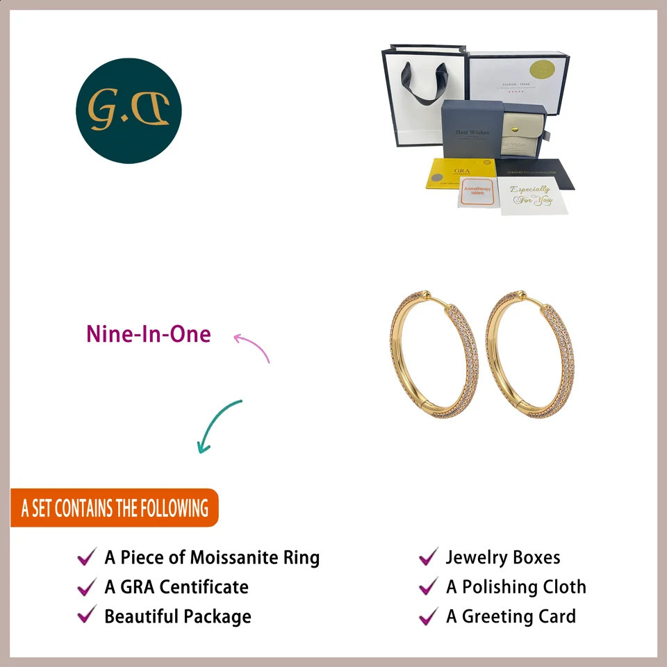2 pieces of 30mm inlaid gold hoop earrings -18K gold-plated S925 pure silver luxurious and elegant 250219