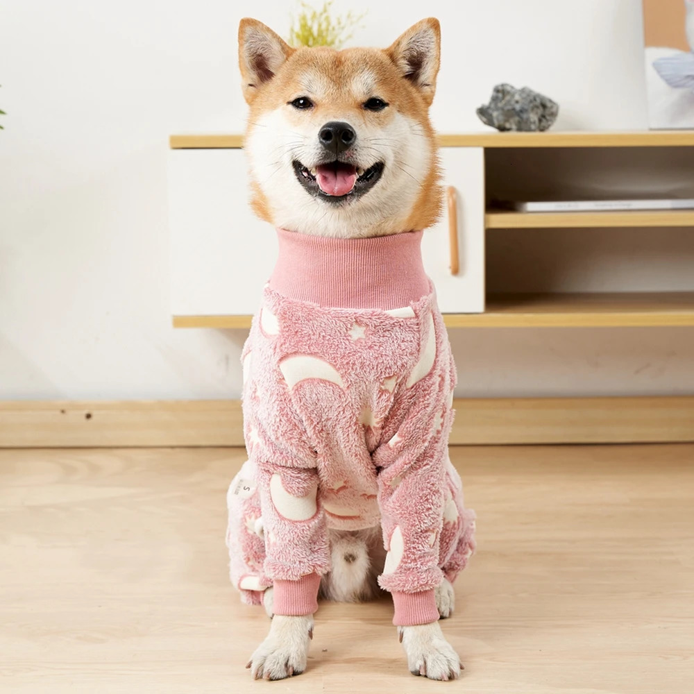 Four Legs Dog Pajamas Puppy Fleece Winter Warm Dog Jumpsuit Cute Pet Clothes Onesies For Medium Large Dogs Labrador Coat 250226