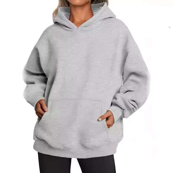 2025 Women's Autumn And Winter New Solid Color Loose Hooded Long-Sleeved Hoodie