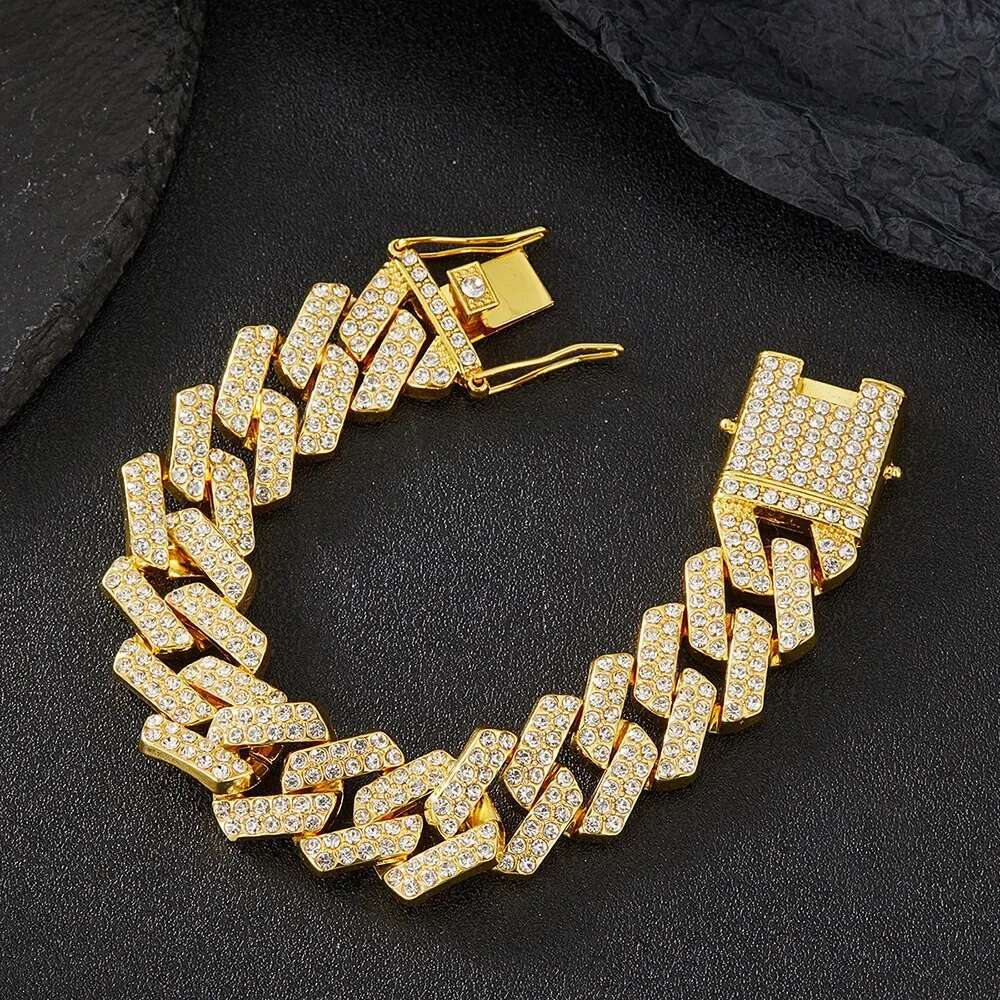 20mm Punk Hip Iced Out Miami Cuban k Chain Choker Necklace Bicolor Rhies Paved Heavy Chunky Neck Jewelry Accessory