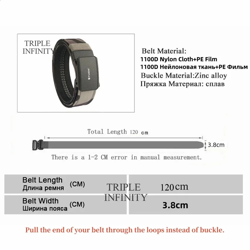 Metal Automatic Buckle Hard Tactical Belt Double Layer Thickened Hanging Gun Belts For Men Outdoor 3.8cm Shooting Training Strap 250221
