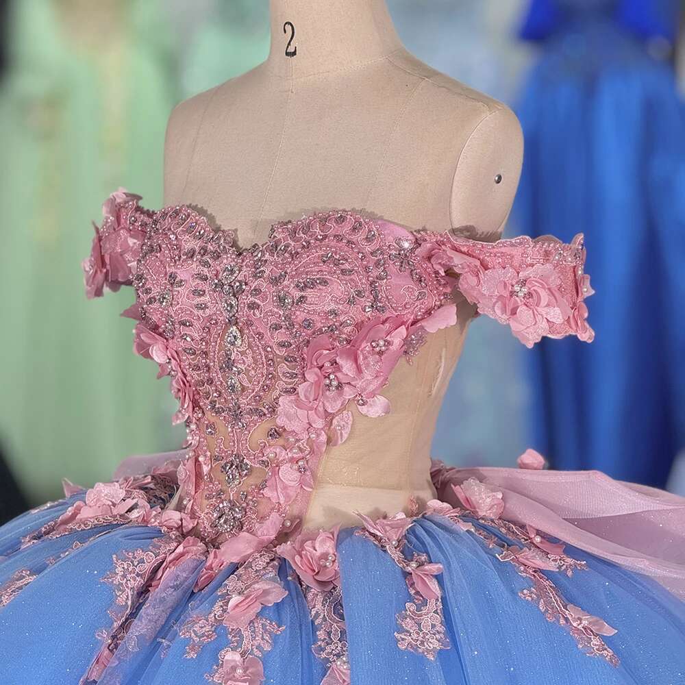Custom Elegant Ball Gown Quinceanera Appliques Off Shoulder Prom Formal Birthday Party Dresses 15