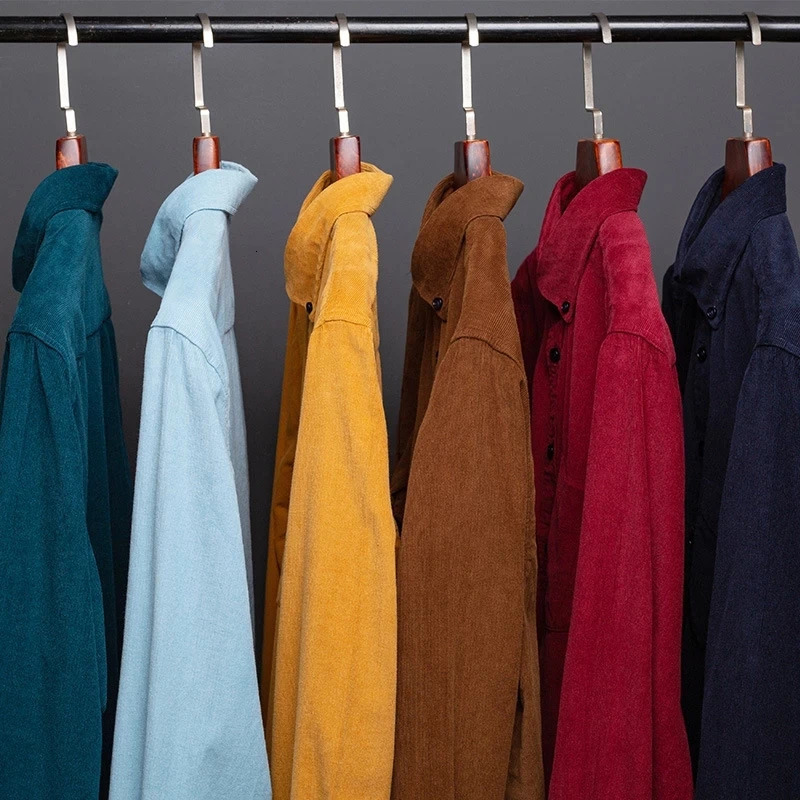 100 pure cotton mens Corduroy shirt long sleeved casual suitable for business dresses comfortable pocket clothing 7XL 6XL 250226