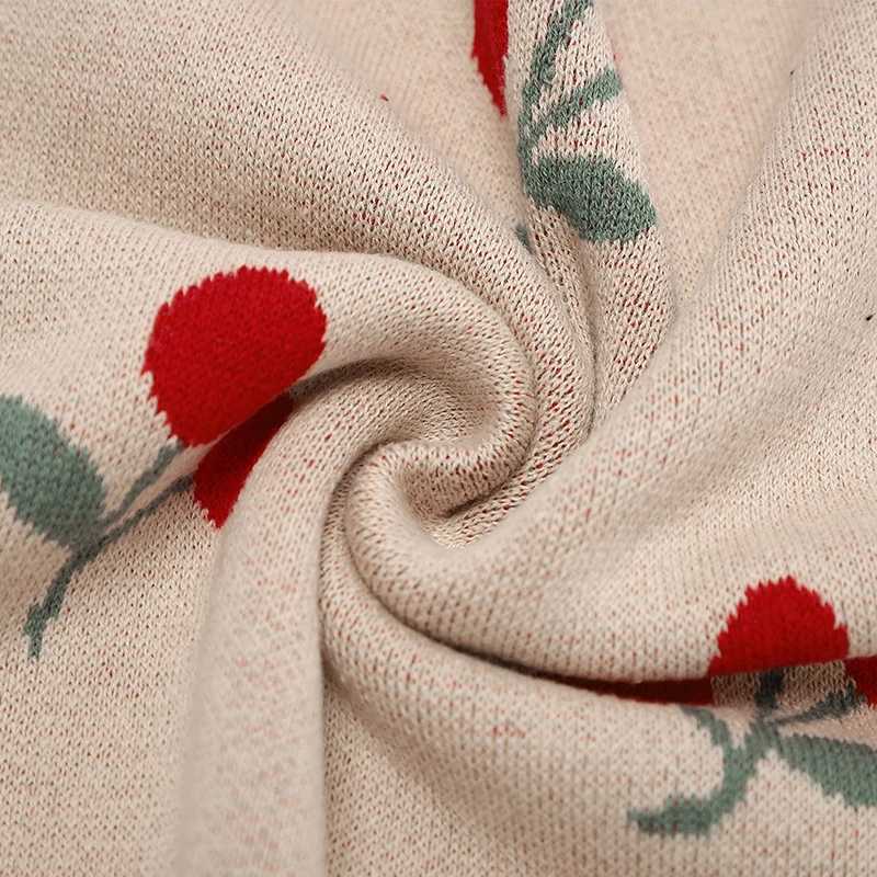 Cute Cherry Print Infant Throws Shls Skin-friendly Muslin Baby Boys Girls Swaddle Blankets 0-24 Months Baby Securi Blanket Z250228