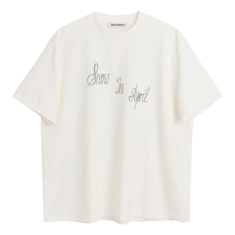 Our Legacy Black and White Film Letter Printed Vibe New Small Collar Short sleeved T-shirt from a niche fashion brand