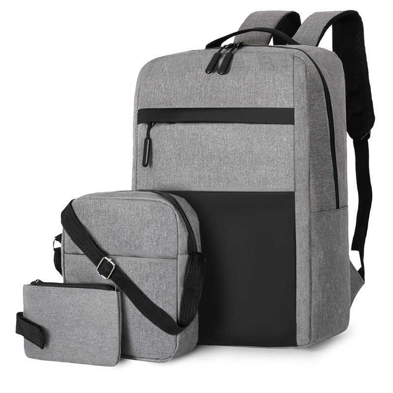 Backpack Mens Large Capacity Trendy Simple Computer Backpack Three Piece Set Multifunctional Usb Charging Backpack Day Backpack Travel Bag 241225