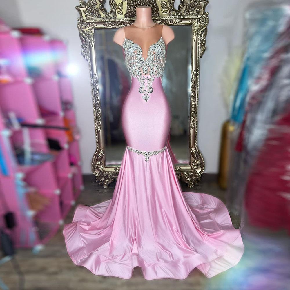 Pink Mermaid Prom Dresses 2025 Black Girls Graduation Party Dress African Women Long Evening Gowns Customized