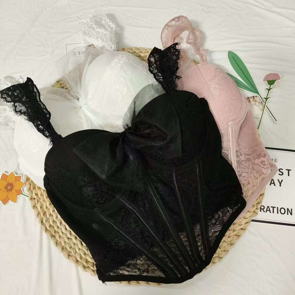 Fish bone shapewear vest women, lace bow yarn bundle waist belt, chest cushion, anti sagging suspender, lingerie for women
