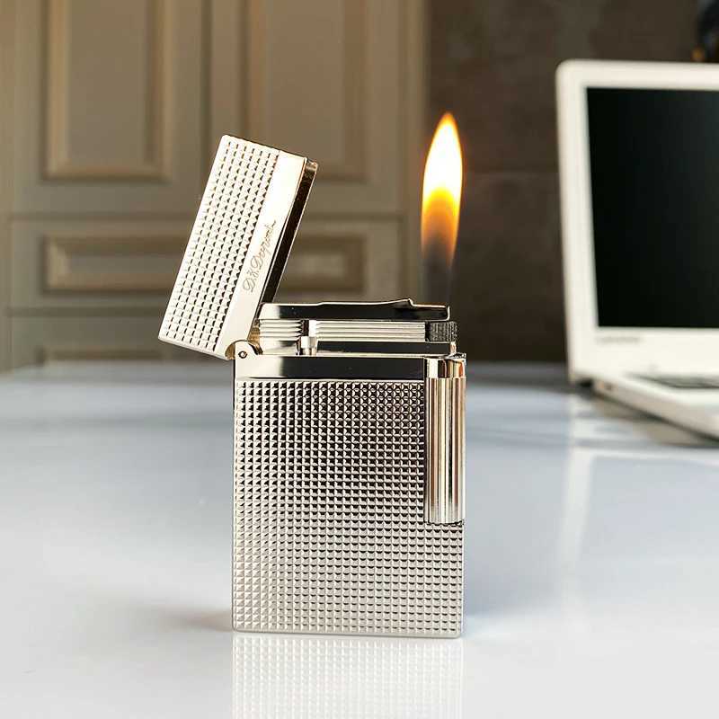 New vintage Lighter Bright Sound brass shell windproof gas lighter for cigarette mens gift Y250228