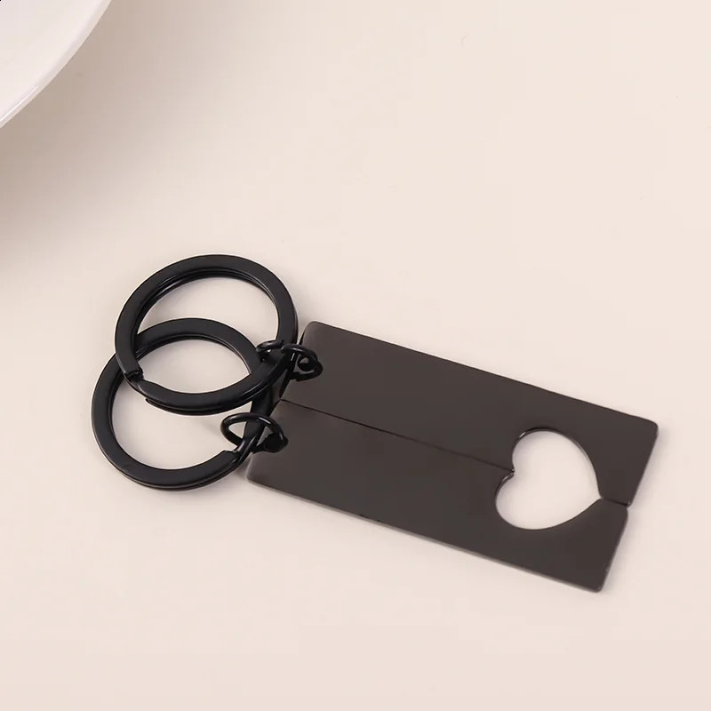 10pairs Blank Stainless Steel Love Heart Bar Keychain for Men Women ID Tag Key Chain Ring Fashion Jewelry Couples Gift 250221