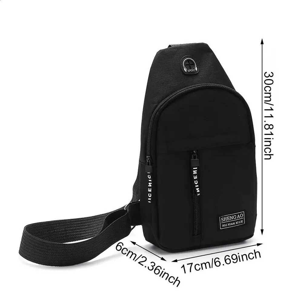 Mens hanging bag crossed body handbag chest shoulder sports travel backpack black 250326