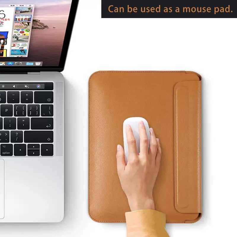 Laptop Bag For MacBook 2022 M2 Air 13 Case for M1 Pro 14.2 16 Inch Ultrathin Mouse Pad PU Leather Cover For Pro 13 Sleeve Z250224