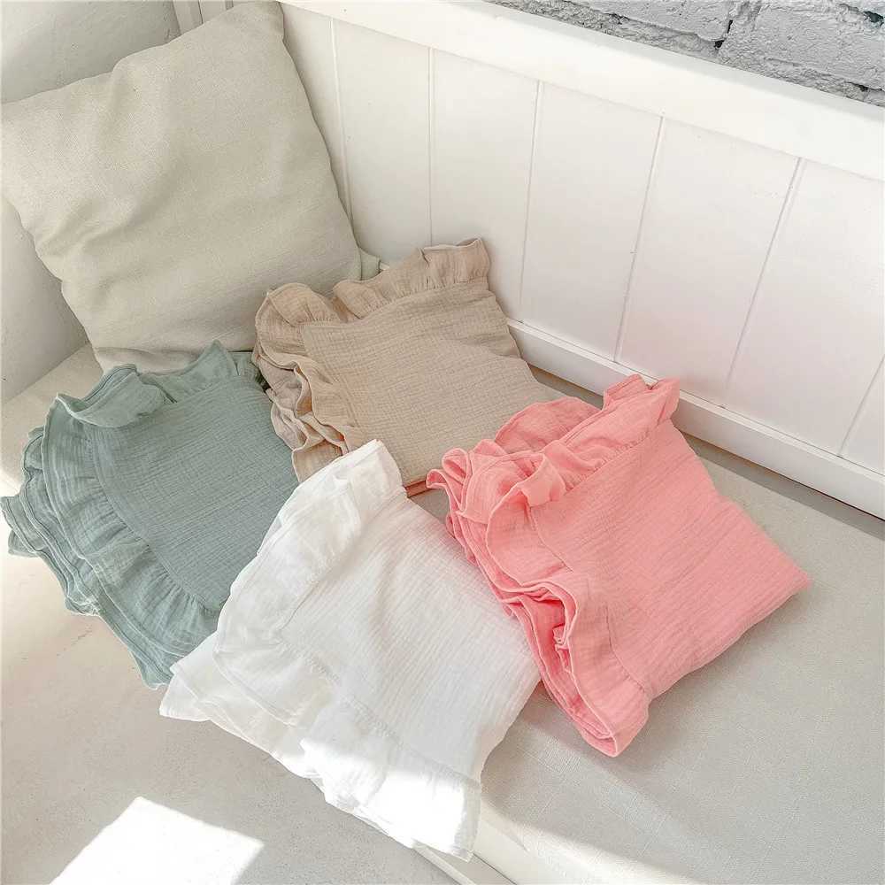 Ruffle Blanket Customize Name Personalized Embroider Baby Blanket Cotton Baby Comforter Cotton Infant Blanket Swaddle Bath Towel Z250228