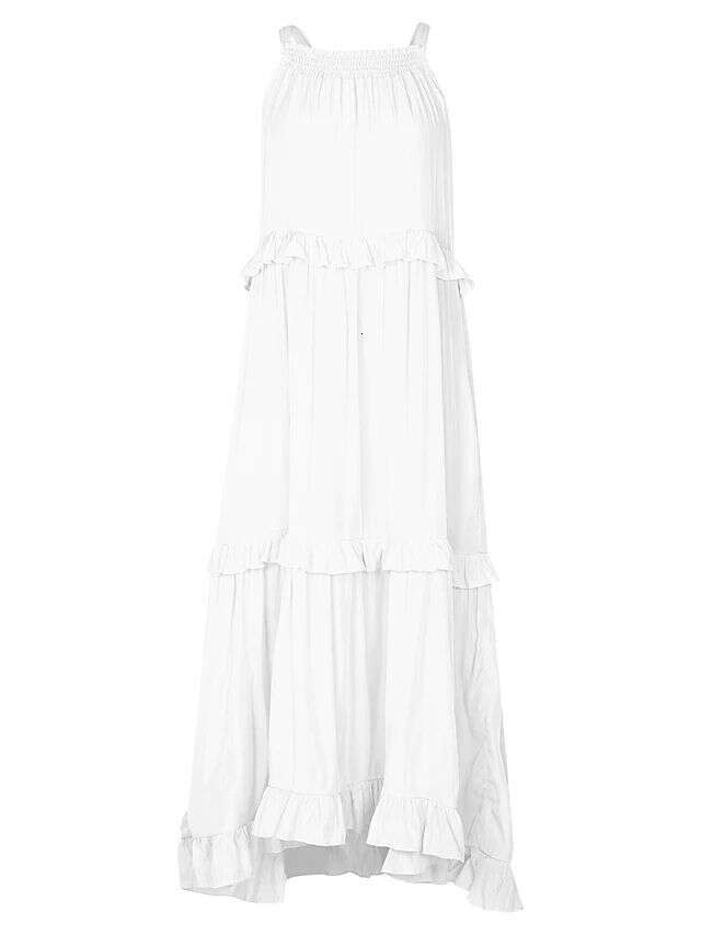 European American Summer Vacation Wind Lotus Leaf Edge Long Dress, Large Swing, Beach Skirt, Women's 2025 New Style, Unique and Elegant Clothing
