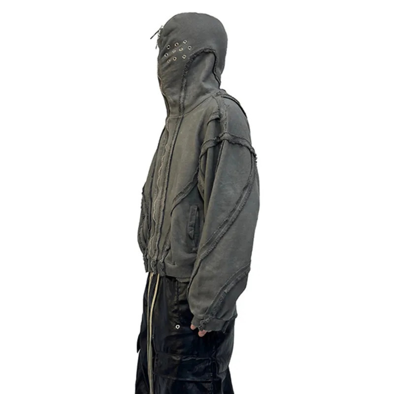 PFNW Worn Out deconstructs mens sportswear cardigan mens high street niche masked hooded sweatshirt spring trend 28W2570 250225