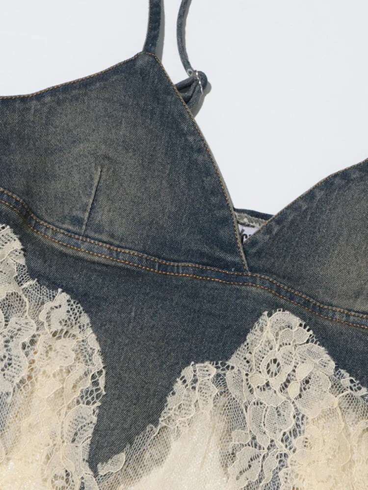 ZMEENNA Lace Patchwork Strapless Sleeveless Tops + Drawstring High Waist A-E Women's Pants 2024 Autumn Winter New Zm16