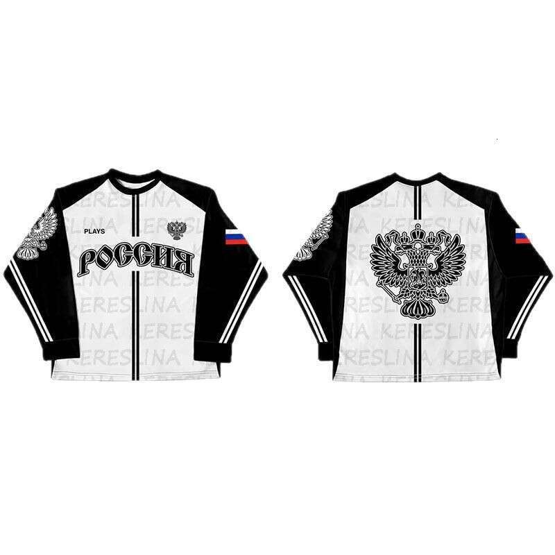 New American flag aesthetic long sleeved jersey T-shirt y2k loose sports high street round neck top