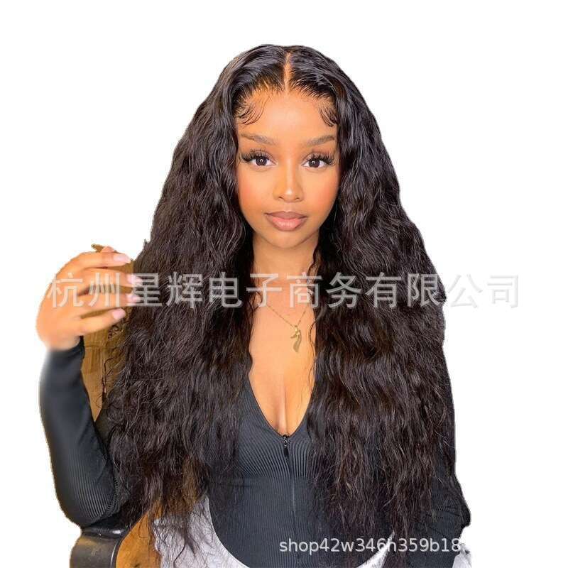 HD Front Lace Wig Female Forehead Lace Wig Hand Hook Wigs Black Long Curled Synthetic Small Curly Hair Full Headset