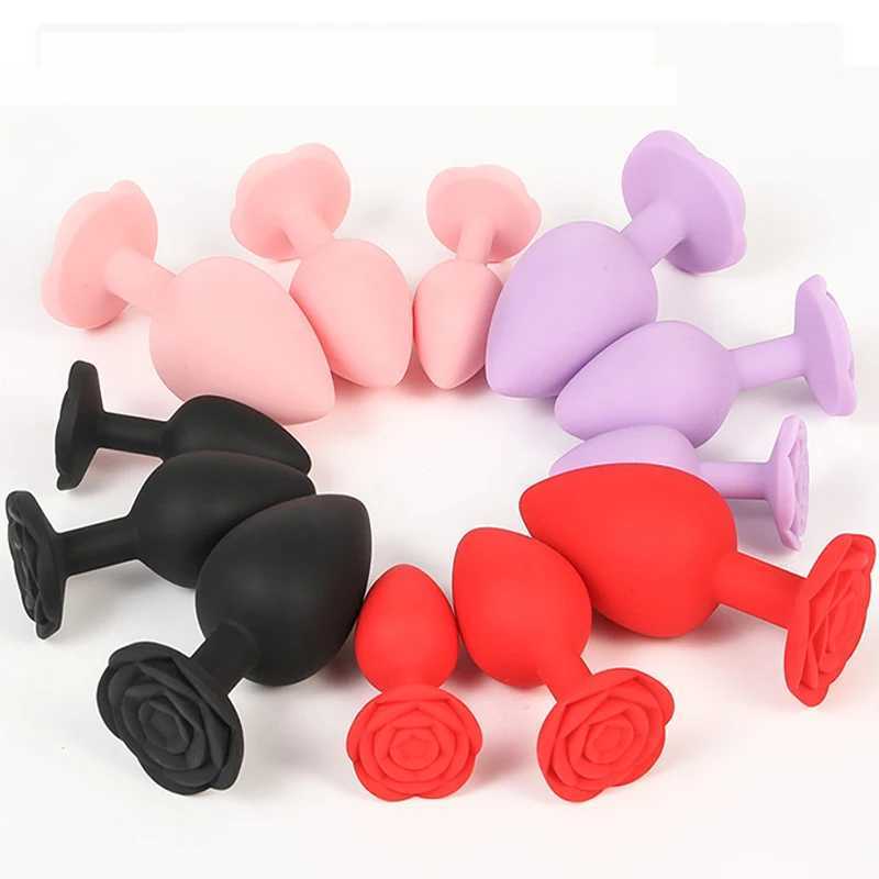 Bdsm Soft Silicone 3 size Anal Plug Rose Sex Toys for Woman Female Anal Butt plug Sexy Kit Adult Goods Toys Man Gay Adult GameW250228