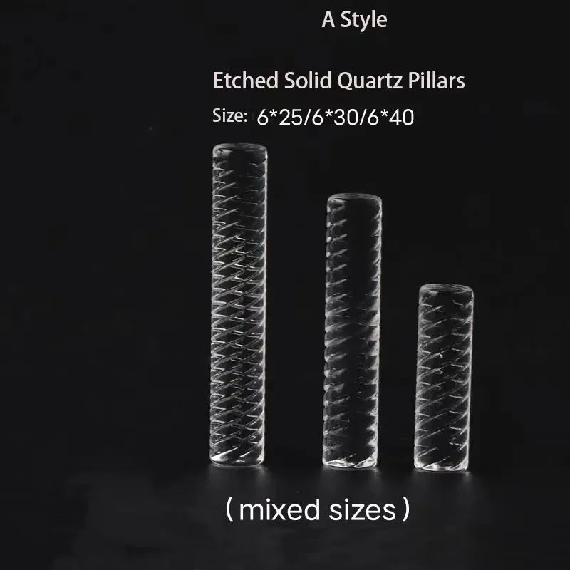 Etched Solid Hollow Quartz Pillar 6mmOD 25mm 30mm 40mm for Terp Slurper Blender Auto Spinner Quartz Banger Nails Glass Water Bongs Dab Rigs Pipes