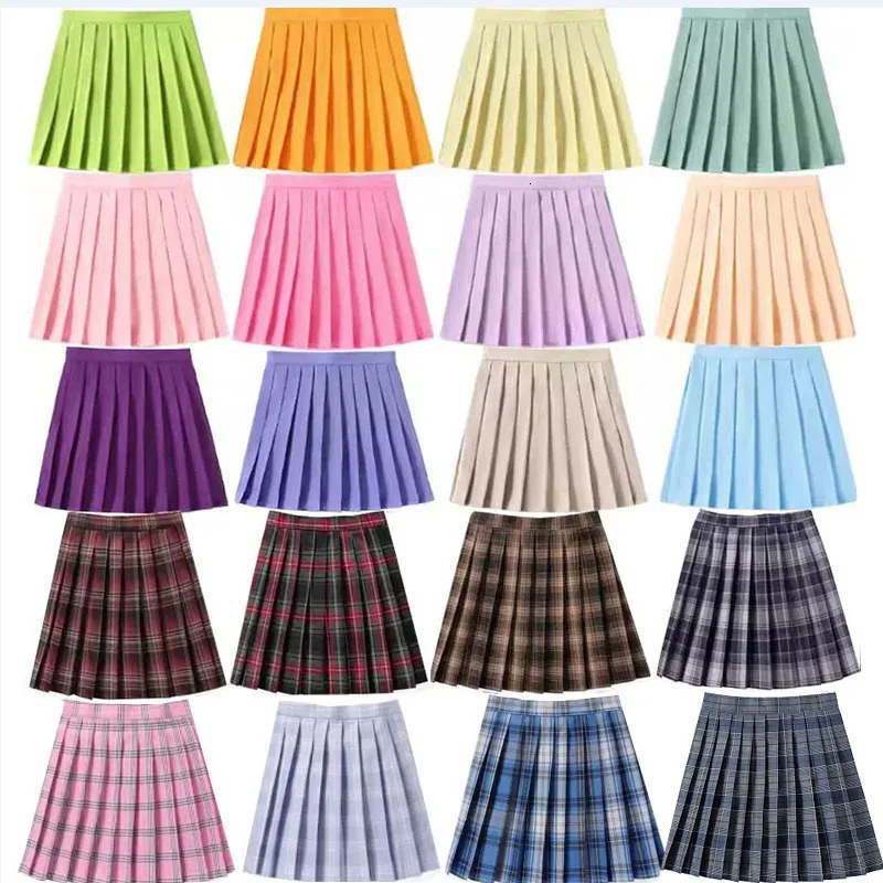 XS - 5XL High Waist Skirt Ladies Summer Clothes Womens A Line Harajuku Korean Black Mini Pleated Skirt For School Uniform 250227