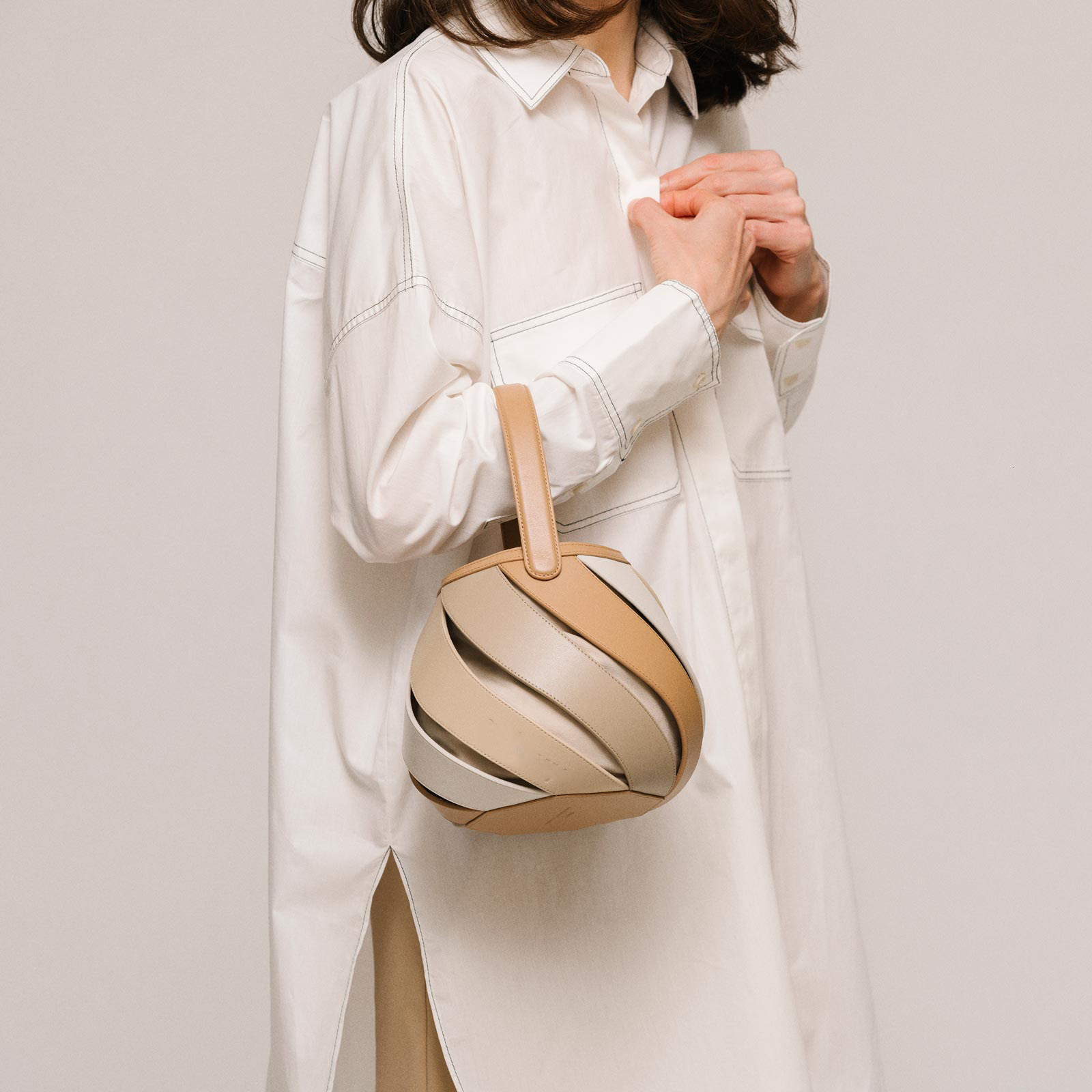 Stylish Rainbow Contrast Color Bucket Bag