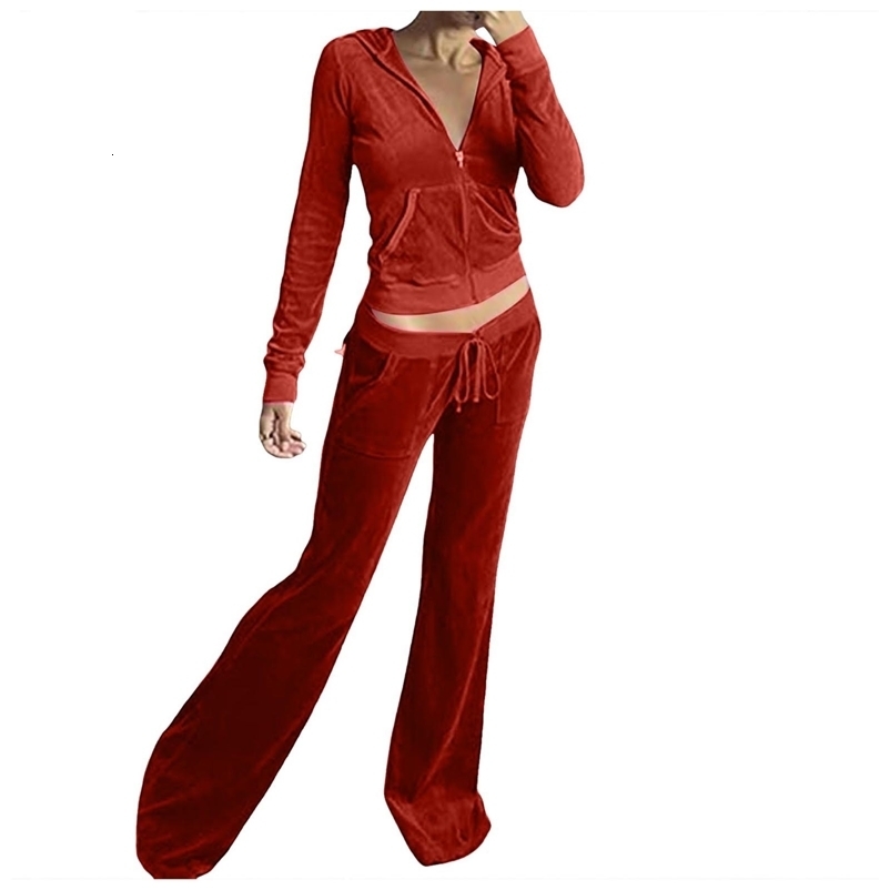 Womens Tracksuit Two Piece Sets Slim Fit Velvet Outfit Streetwear Solid Casual Slim Fit Zip Up Hoodie Jacket And Sweatpants Suit 250227