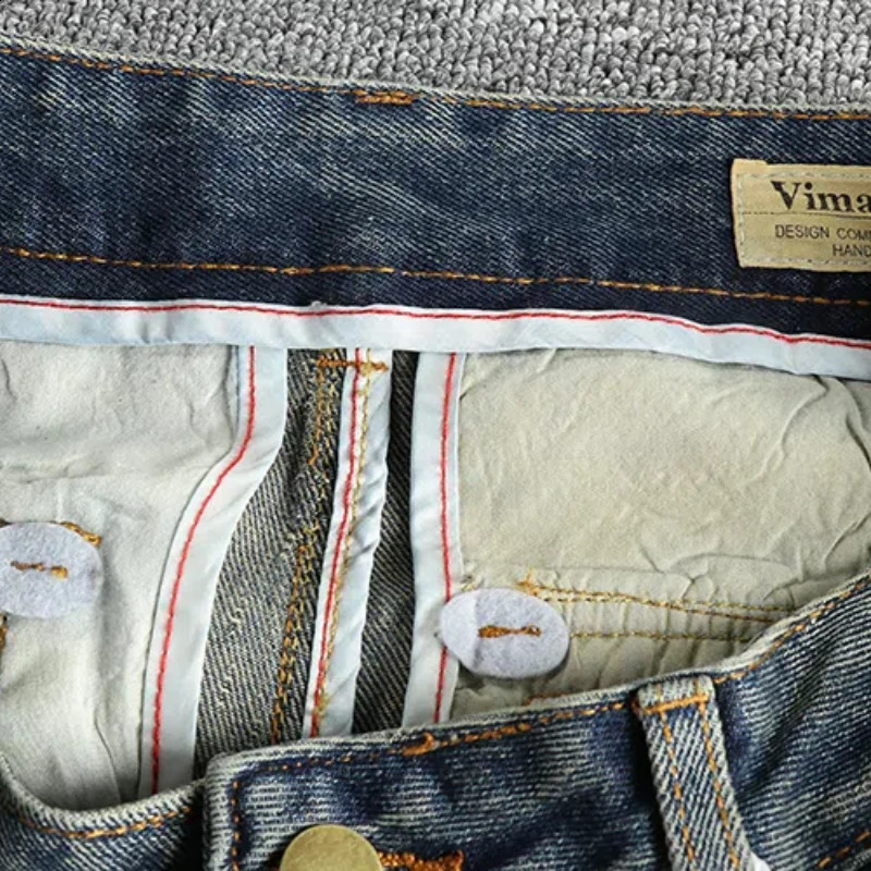 Vintage blue water wash to do old Hong Kong trend cargo jeans men loose tapered youth pants boot 250228Z