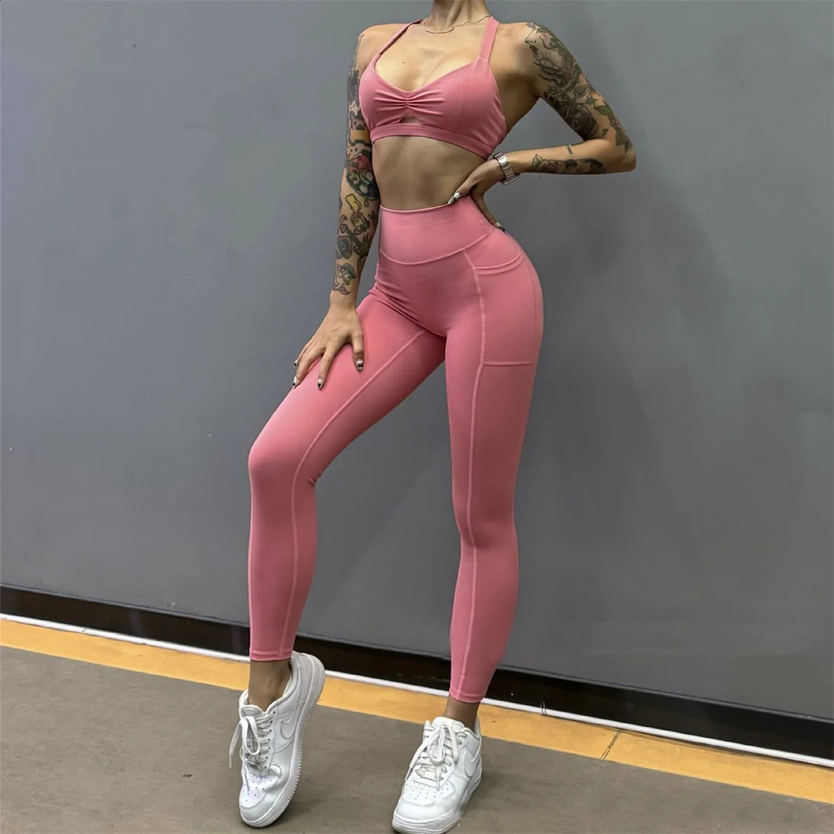 12PCS Sport Bra Pocket SPORTSWEAR Sports Tight Pants Define Legging Yoga Set 250227